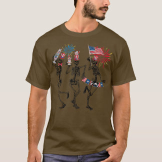 Juli Skellies Skeleton Dancing Red White B T-Shirt