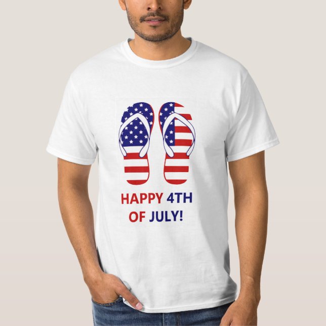 Juli Sommerflip Flops US Flagge T-Shirt (Vorderseite)