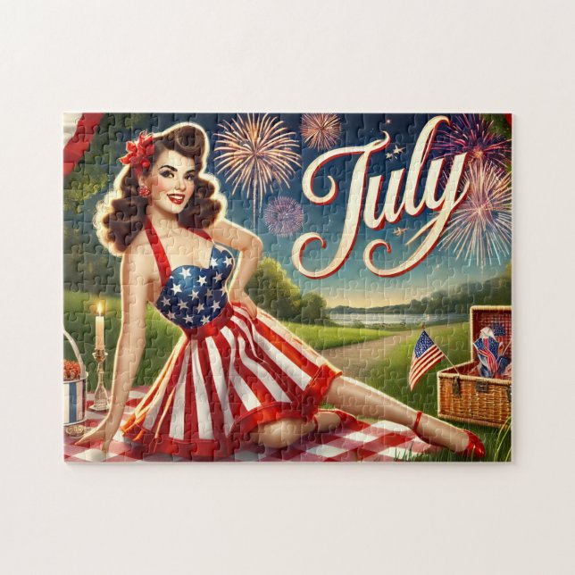 Juli-Unabhängigkeits-Pin-Up-Feier Puzzle (Horizontal)