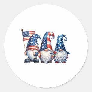 Juli US-Flagge Gnomes Patriot Independence Day A Runder Aufkleber