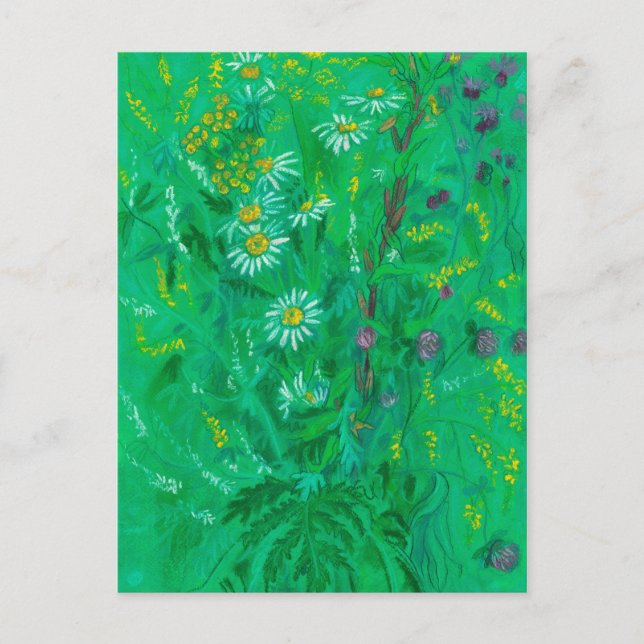 Juli Wildblumen, Sommer-Blume Blumenbemalung Postkarte (Vorderseite)