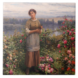 Julia Ansammlung Rose (Schönes Mädchen und Blume) Fliese