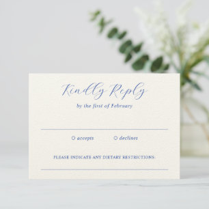 Julia Blue Traditional Elegante Wedding RSVP Karte