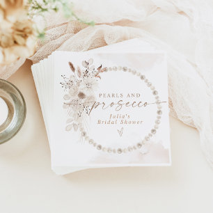 JULIA Boho Floral Pearls & Prosecco Brautparty Serviette