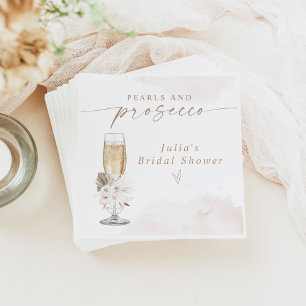 JULIA Boho Floral Perlen & Prosecco Brautparty Serviette