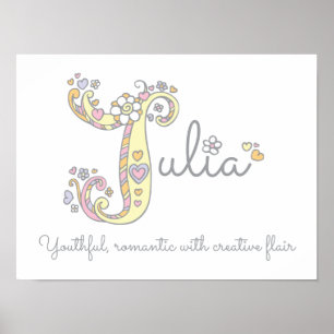 Julia Name und Bedeutung doodle Initial Art Poster