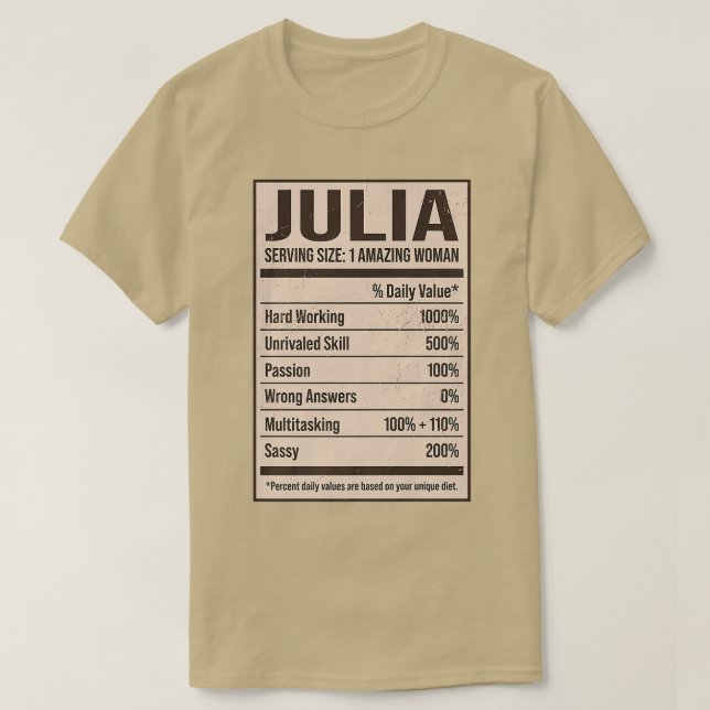 Julia Nutrition Fakten Name Nickname Alias Titel F T-Shirt (Design vorne)
