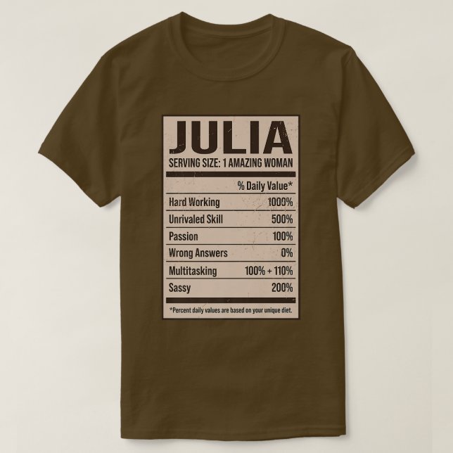 Julia Nutrition Fakten Name Nickname Alias Titel F T-Shirt (Design vorne)