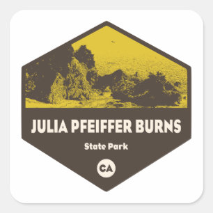 Julia Pfeiffer Burns Staat Park California Quadratischer Aufkleber