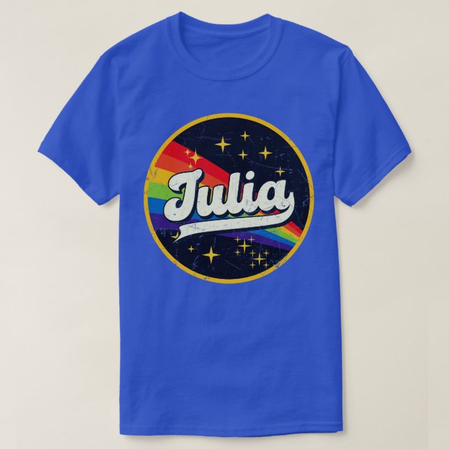 Julia Rainbow In Space Vintag GrungeStyle T-Shirt (Design vorne)