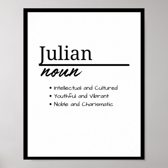 Julian, Boy Personalisiert Name Definition Poster (Vorne)