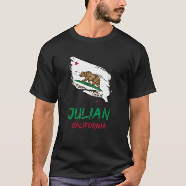 Julian California Paint Splatter Flag Vacation Sou T-Shirt (Vorderseite)