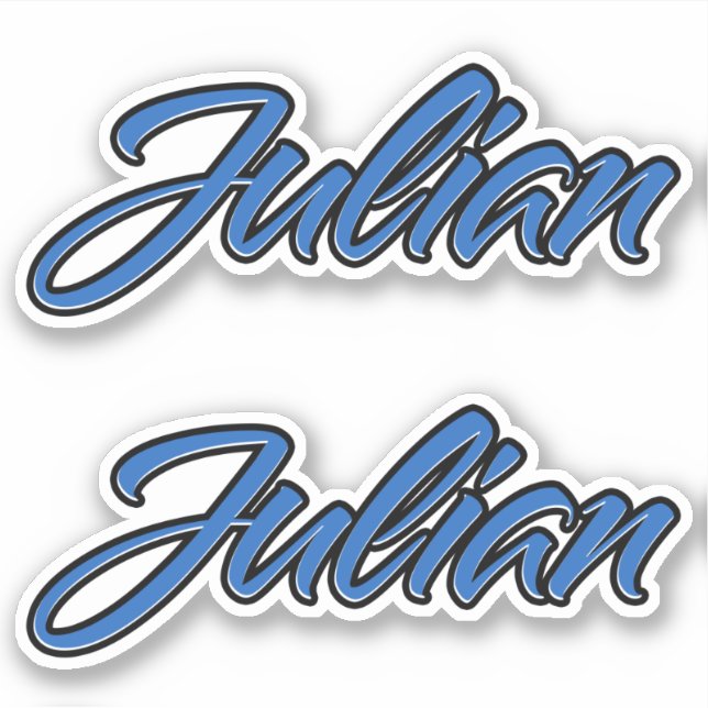Julian Name blue Aufkleber Sticker Stickerset (Vorderseite)