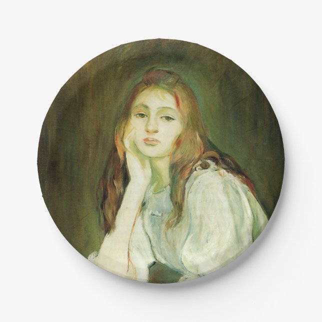 Julie Daydreaming (Schöne junge Frau) Pappteller (Vorderseite)