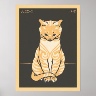 Julie De Graag Vintage Schwarz Orange Katze Poster