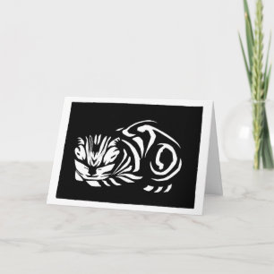 Julie de Graag Woodcut cat Dankeskarte