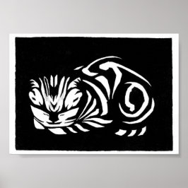 Julie de Graag Woodcut cat Poster