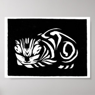 Julie de Graag Woodcut cat Poster