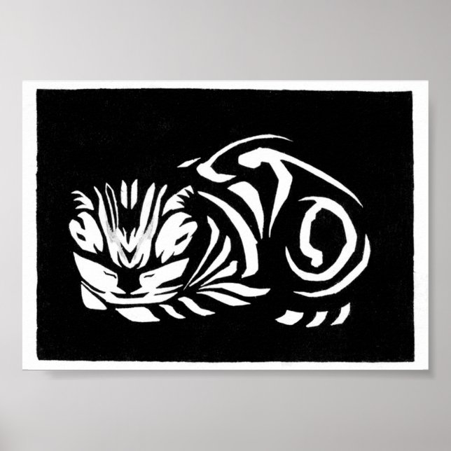 Julie de Graag Woodcut cat Poster (Vorne)