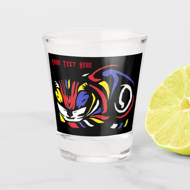 Julie de Graag Woodcut cat Schnapsglas (Vorderseite)