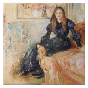 Julie Manet und ihr Greyhound (von Berthe Morisot) Fliese