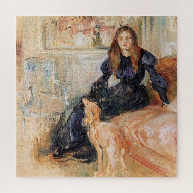 Julie Manet und ihr Greyhound (von Berthe Morisot) Puzzle (Vertikal)