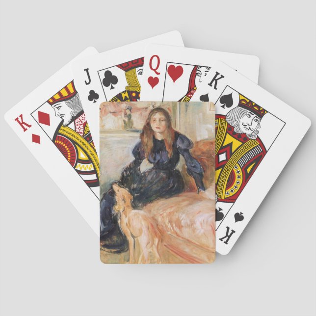 Julie Manet und ihr Greyhound (von Berthe Morisot) Spielkarten (Rückseite)
