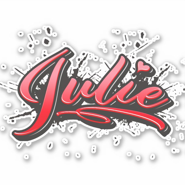 Julie red Heart Graffiti Aufkleber Sticker (Vorderseite)