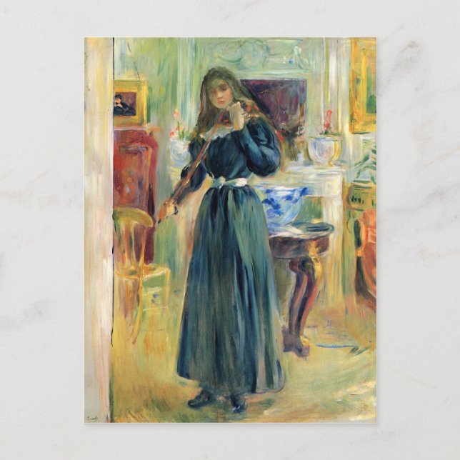 Julie spielt Geige von Berthe Morisot Postkarte (Vorderseite)