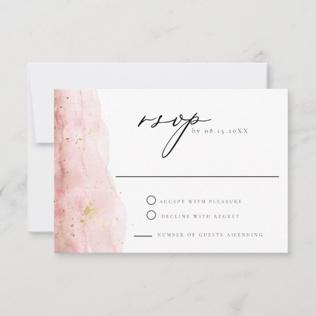 JULIEN Blush Pink Watercolor Wedding RSVP Einladung (Vorderseite)
