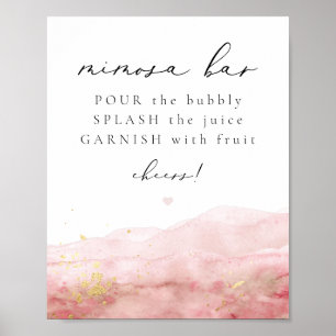 JULIEN Dusty Rose Blush Watercolor Mimosa Bar Schi Poster