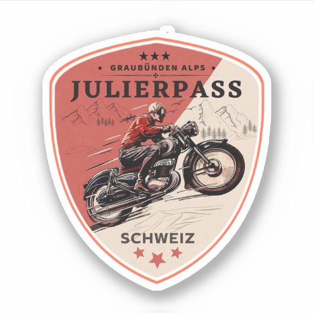 Julier Pass Schweizer Alpen Motorrad-Tour Aufkleber (Vorderseite)