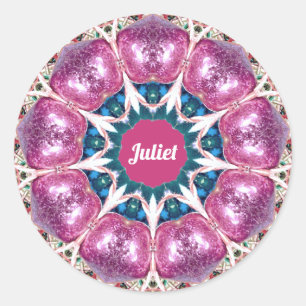 JULIET ~ Helles Abstraktes Muster ~ Personalisiert Runder Aufkleber