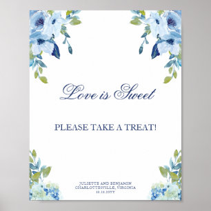 Juliette Dusty Blue Dessert Bar Wedding Sign Poster