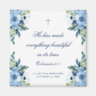Juliette Dusty Blue Florale Christliche Hochzeitsg Magnet