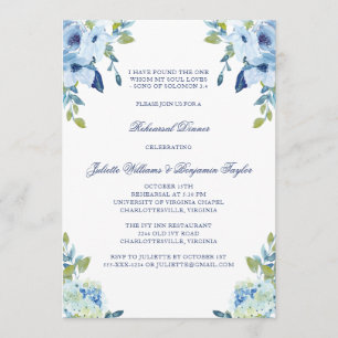 Juliette Dusty Blue Hochzeitsprobe-Abendessen Einladung