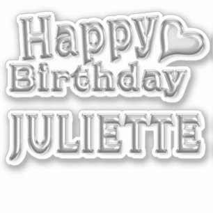 Juliette Happy Birthday silver Aufkleber Sticker