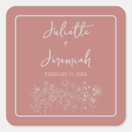 Juliette | Kurierte Farben | Hochzeit Quadratischer Aufkleber