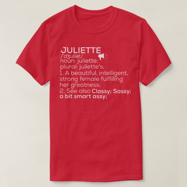 Juliette Name Juliette Definition Juliette Female T-Shirt (Design vorne)