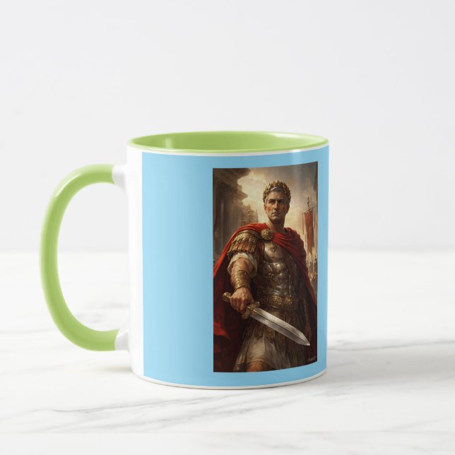 Julius Caesar grün und azurblau Tasse (Links)