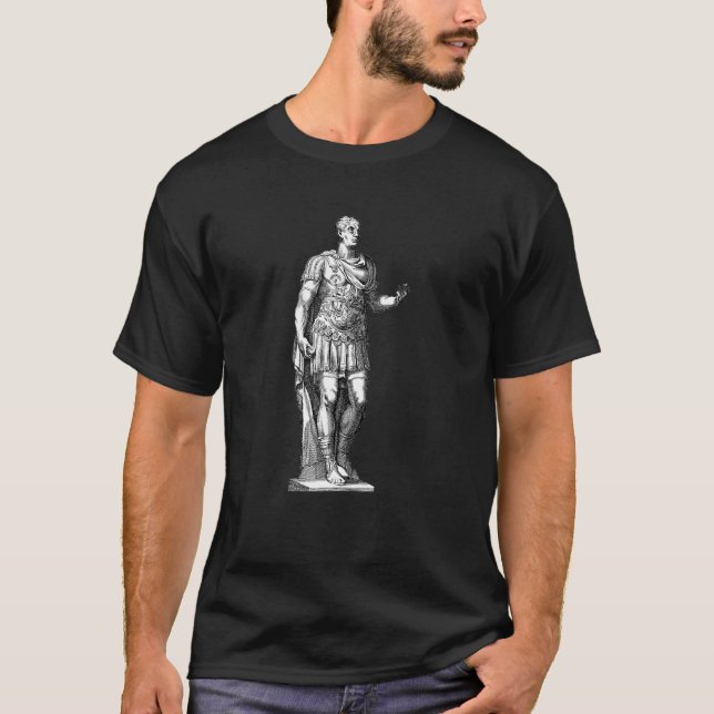 Julius Caesar Kaiser Statue Linienkunst Römischer  T-Shirt (Vorderseite)