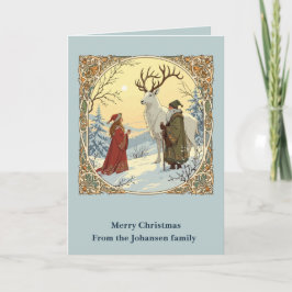 Jultomten und Tomtemor mit Julbocken Weihnachtszie Karte