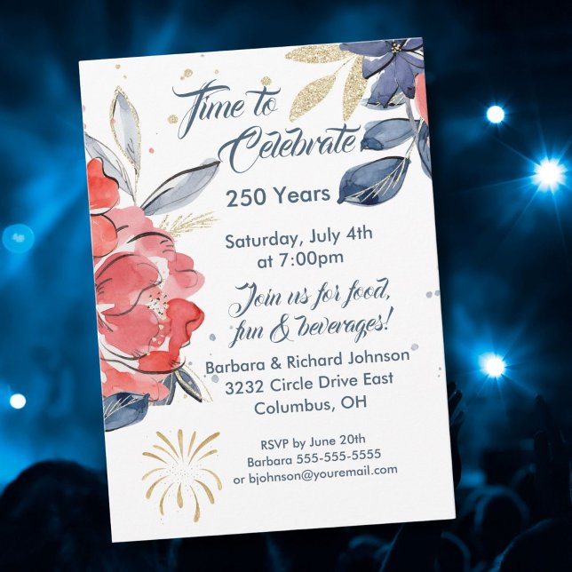 July 4th 250 Years USA Celebrate Party Invitation Einladung (Von Creator hochgeladen)