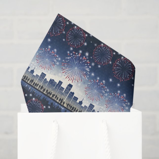 July 4th Fireworks Skyline 1776–2026 Festive Gift Seidenpapier (Geschenktüte)