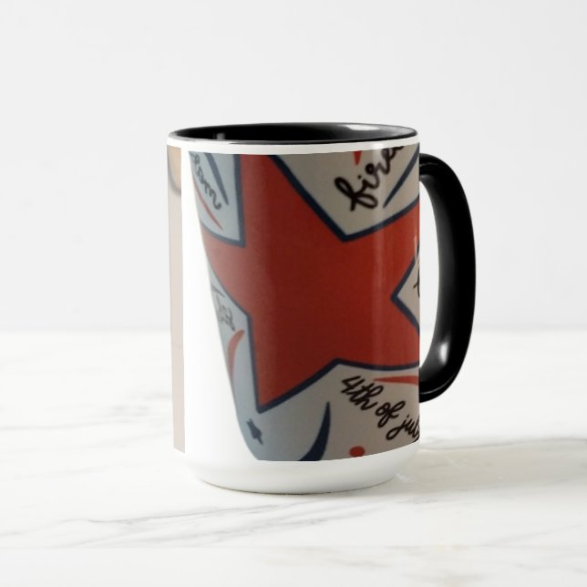 July 4th red white and blue mug tasse (VorderseiteRechts)