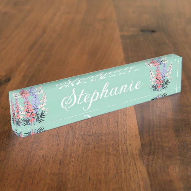 July Birth Flower Personalized Name  Namensplakette (Seite)