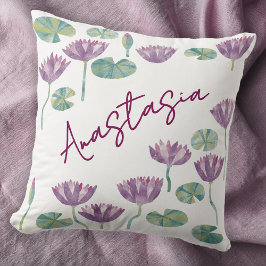 July Birth Month Water Lily Personalized Kissen