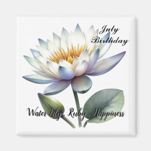 July Birthstone Ruby and Water Lily Magnet