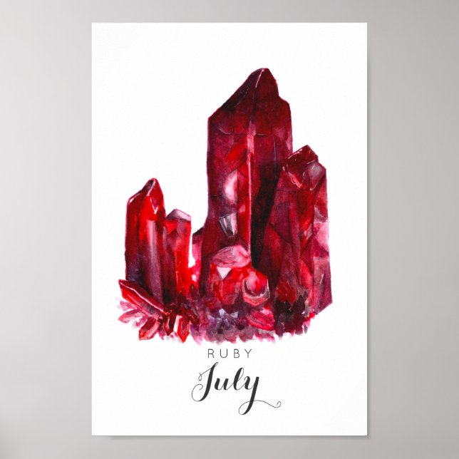 July Birthstone - Ruby Watercolor | Poster (Vorne)