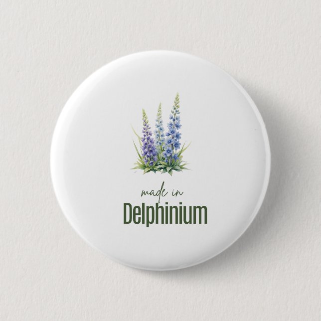 July Delphinium  Birth Flower Flat Thank You  Button (Vorderseite)